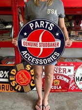 Vintage Style Metal Sign Studebaker Parts NOT Porcelain 20x20 Made USA Misprint picture