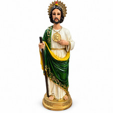 36in Saint Jude Thaddeus Resin Statue Catholic Apostle Staff Medal Grabado picture