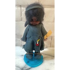 Vintage Oglala Sioux Indian Crafted Collectible Doll Suede Fringed Beaded Tagged picture