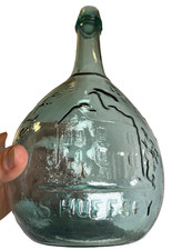 S Huffsey Teal Calabash Flask Bottle Open Pontil Isabella Glass New Brooklyn NJ picture