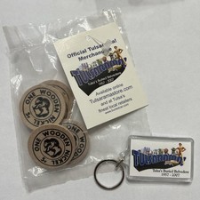 Vintage Tulsarama Wooden Nickel Keychain Set NEW Buried Belvedere 2007 picture