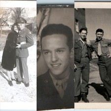 x3 LOT c1940s WWII US Army Soldiers Fur Coat Woman Snapshots Military Uniforms picture