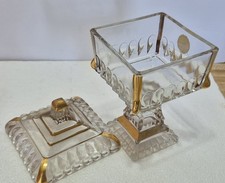 1950'S Jeanette WEDDING Glass Box with Lid 22 KT Gold picture