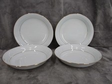 Sakura White Gold Rimmed Soup Cereal Bowls Vintage Dining Used Set of 4 picture