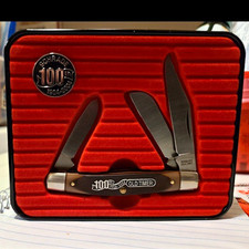 Schrade Old Timer 100th Anniversary 3-Blade Bone Handle Pocketknife Tin 2004 picture