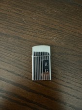🔥 Vintage Zippo slim Lighter striped Polished Chrome U.S.A. Personalized “A G” picture