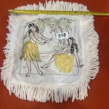 Vintage Hawaiian Hula Hand Embroidered Zippered Pillow covered 12 X 12 Plus picture