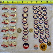 VINTAGE LOT OF CAMPAIGN PINS (45) 1930-1970's Nixon Agnew Lodge Landon Knox picture