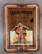 Vtg Captain Morgan Spiced Rum Nautical Wall Mirror Bar 21.5