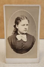 Antique CDV Photo PORTRAIT OF WOMAN Photograph BOSTON GALLERY Worcester Mass. picture