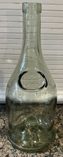 Vintage Mid Century French Cognac Glass Decanter Ice Chamber Pocket Bottle Green picture