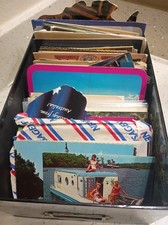 Vintage Treasure Box of Post Cards Not Sorted Comes As Is 1940s And Up  picture