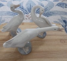 Vintage Lladro Porcelain Geese Duck Figurine Set of 3 4551 4552 4553 DAISA Mint picture
