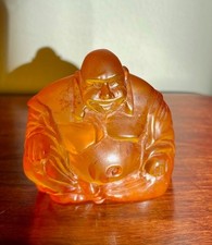 Vintage Authentic Handcarved Amber Sitting Buddha Figure ~ 2