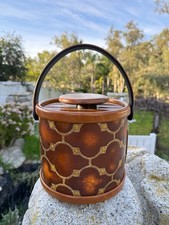 Vintage Elmar Mfg Leather Ice Bucket MCM USA Made Barware 8.5” picture