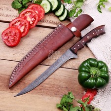 13'' Damascus Steel Fillet Knife - Handmade Flexible Fishing Cutting Sharp Blade picture