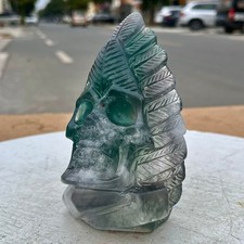 1.82LB   High quality fluorite skull pattern hand carved healing specimen picture