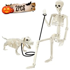 Ayieyill 2pcs Skeleton and Dog Skeleton Halloween Decorations Posable Skeletons picture