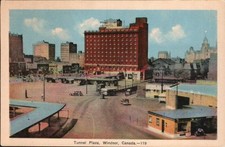 Windsor ON - Tunnel Plaza and Prince Edward Hotel - Vintage Postcard - c1935 picture