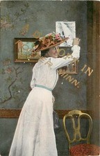 Porter Minnesota~Victorian Lady Takes Day Off Calendar~White Dress~Hat~1909 picture