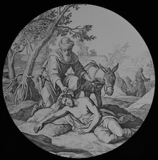 ANTIQUE Magic Lantern Slide PARABLE OF THE COMPASSIONATE SAMARITAN C1890 DRAWING picture