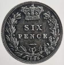 1885 Victoria Sixpence Silver Coin | Very Fine Grade | a6108 picture