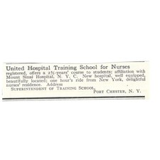 United Hospital Training School for Nurses Port Chester NY c1918 Ad AE5-SA7 picture