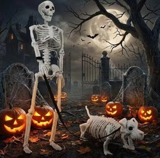 2 pc Animated Gentleman Skeleton with Growling Dog Halloween Decorations 2026  picture
