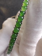 Certified Authentic Apple Green Nephrite Jade Bracelet Silver-925 picture