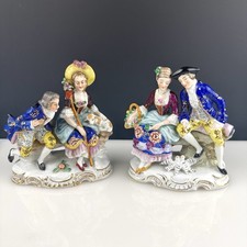 SITZENDORF Antique German Porcelain Set of 2 Romantic Couple Figurines  picture