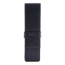 DiLoro Leather Double Pen Case Pouch Holder for Two Pens or Pencils Black picture
