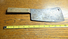 Vintage Forgecraft tm Meat Cleaver Butcher Knife Wooden Handle Approx 7