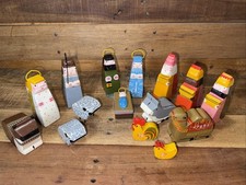 Vintage Hand Painted In Sri Lanka Colorful Wooden Nativity Set of 15 picture
