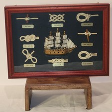 Vintage Nautical Shadow Box Framed Sailing Ship Sailor Knot -  picture