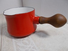 Vtg Dansk Small Kobenstyle 1 Pint Red Enamel Sauce Pan/Butter Warmer Teak Handl picture
