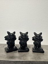 Pikachu Black Obsidian Crystal Carving Set Of 3 187 Grams 2.5” picture