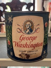 Vintage George Washington Pipe Tobacco Tin - Rare Christmas Holiday Edition picture