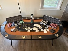Barrington 10 Player Folding Poker Table Complete Poker Night  SEE DESCRIPTION picture