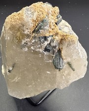 1 LB A+ Natural Green Tourmaline W/ Quartz & Mica On StandCrystals, Minerals picture