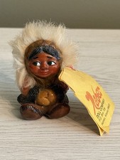 Vintage EARLY Naber Doll Co Homer Alaska Inuit Mini Figure W/ Tag App 3” W Fur picture