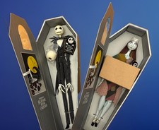 Vintage Jack Sally Dolls Nightmare Before Christmas Coffin Box Set Toycom Japan picture