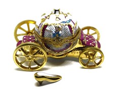 LIMOGES FRANCE BOX - CINDERELLA'S PUMPKIN COACH & GOLD SLIPPER - ROYAL CARRIAGE picture
