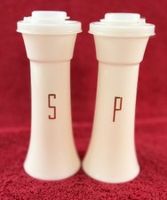 Vintage TUPPERWARE USA Large 6.5 in Hourglass White Salt Pepper Shaker Set 718 picture