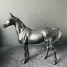 Vintage Cast Iron Horse Figurine Hubley? Black Two Piece Mold 10” Tall Door Stop picture