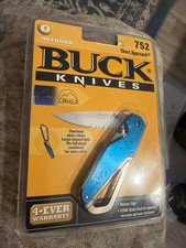 BUCK 752 SHORT APPROACH KNIFE BLUE NEVER USED IN BOX  N16 picture