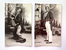 1938 Black Americana RPPC Postcard Pair Handwritten Vaudeville Dancer Dusty Rowe picture