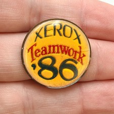 1986 Xerox Teamwork Lapel Pin Copier Printing Corporate Advertising '86 Vintage picture