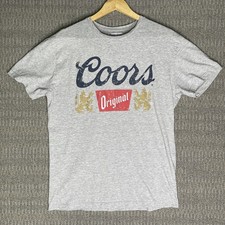 Coors Men's Gray Large Cotton Blend Graphic T-Shirt Breweriana Vintage Style picture