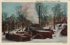 VT Maple Sugar Making Vintage Postcard C.T. American Art 1956 Postmark picture