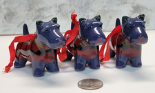 TALBOTS 3 Scottie Dog w/Plaid Sweater Ceramic Christmas Ornaments Lot picture